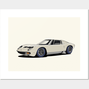 Lamborghini Miura in bianco white Posters and Art